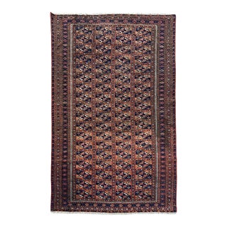 Vintage Afghan Turkmen Wool Rug 3’8” X 6’7” For Sale