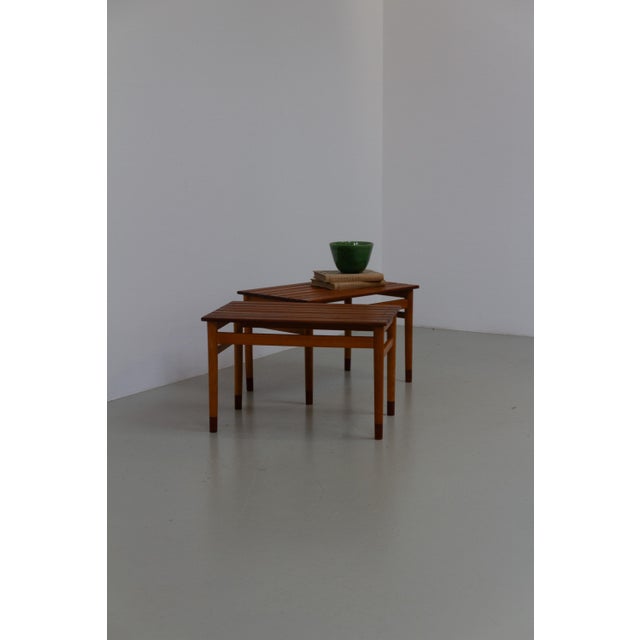 Danish Modern Side Tables in Teak and Beech, 1950s, Set of 2 For Sale - Image 10 of 18