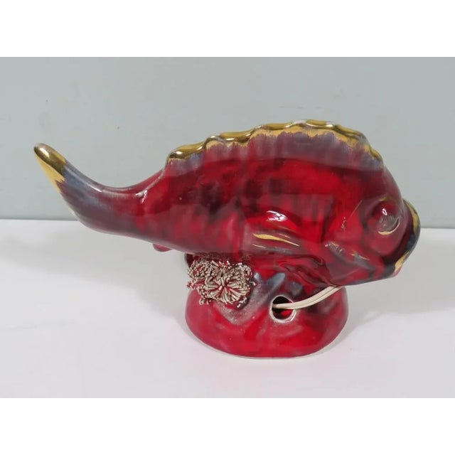 Ceramic Mood Table Lamp in the Shape of a Fish from Vallauris, France, 1950s For Sale - Image 7 of 8