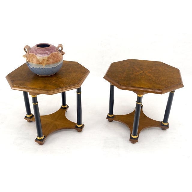 Pair of Baker Neoclassical Octagon Shape End Side Lamp Tables Stands MINT! For Sale - Image 11 of 12
