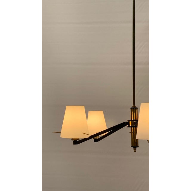 Vintage Glass Chandelier attributed to Stilnovo, 1960 For Sale - Image 4 of 9