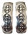Vintage Sterling Silver Pierced Earrings With Carved Accent, Pair For Sale