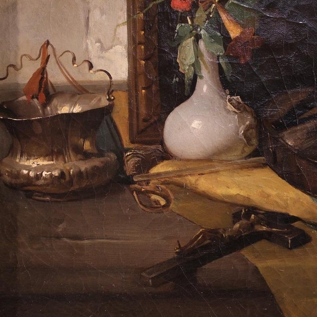 Italian Artist, Still Life Composition, 19th Century, Oil Painting on Canvas, Framed For Sale - Image 10 of 16