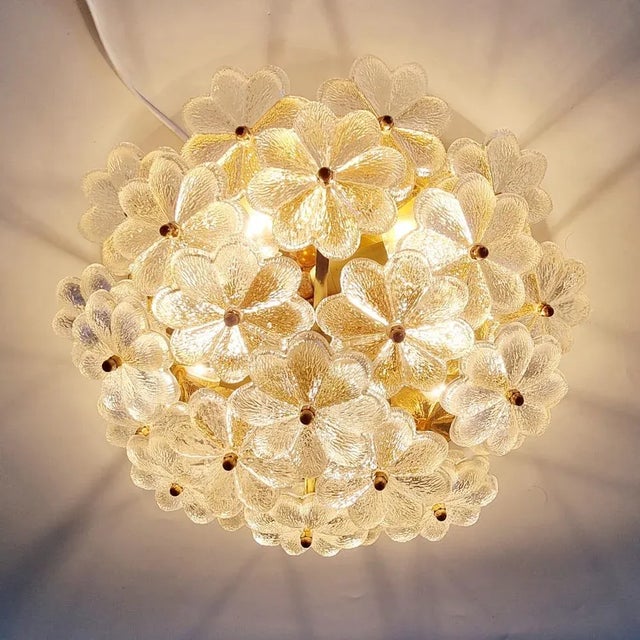 Large Mid-Century Modern Floral Ceiling Light in Murano Glass by Ernst Palme, Germany, 1970s For Sale - Image 9 of 14