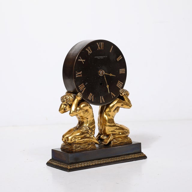 Neoclassical Gilt Bronze Mantlepiece Clock by Sterling Bronze Co. For Sale - Image 12 of 12
