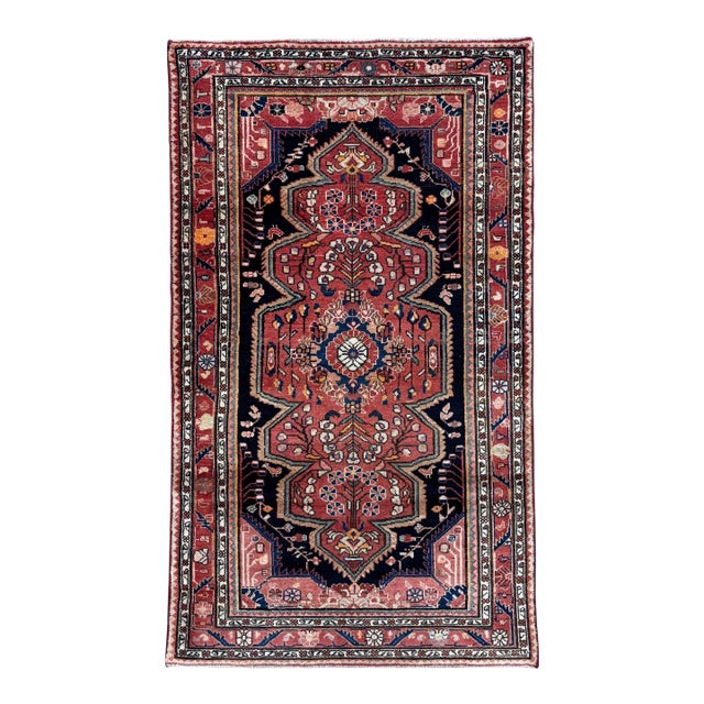 Antique Persian Hamadan Hand-Knotted Rug 3'7" X 6'1" For Sale