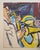 Original mid-century painting, acrylic on canvas board, estimated 1950s–1960s. A dynamic gestural abstraction -- bold,...
