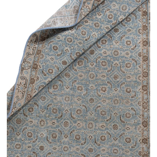 Antique 1910 Blue Tabriz Runner - 3ft 3in X 15ft 8in For Sale - Image 11 of 12