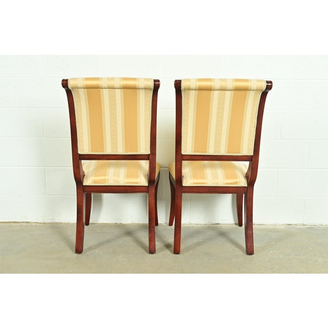 Baker Furniture Style Regency Carved Mahogany Dining Chairs, Set of Four For Sale - Image 12 of 13