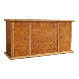 Vintage Burl Bamboo Sideboard, 1980s For Sale