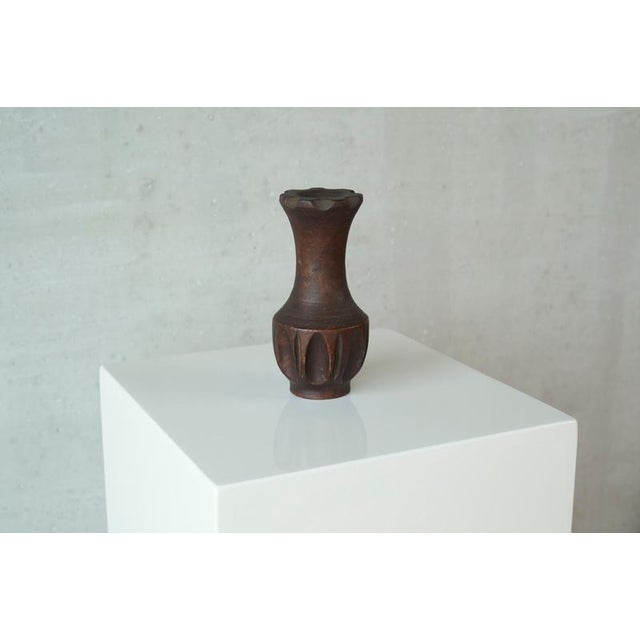 Wabi Sabi Style Vase in Carved Wood, 1960s For Sale - Image 3 of 9