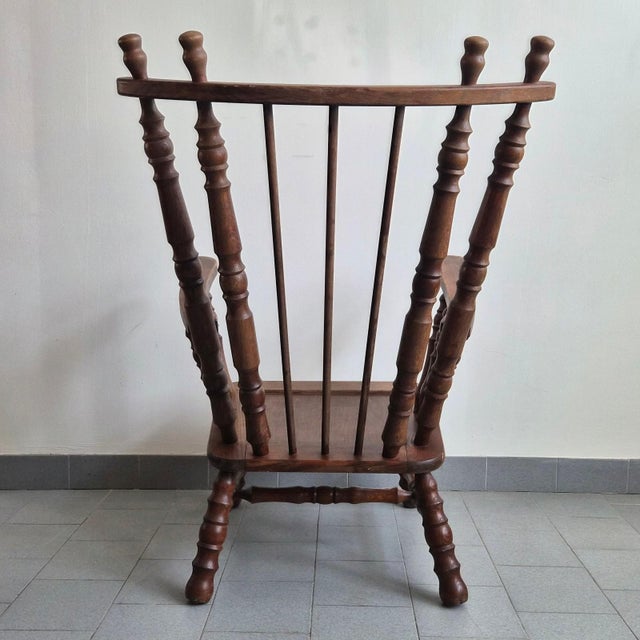 Vintage Brutalist Oak Armchairs with Spools, 1970s, Set of 2 For Sale - Image 11 of 17