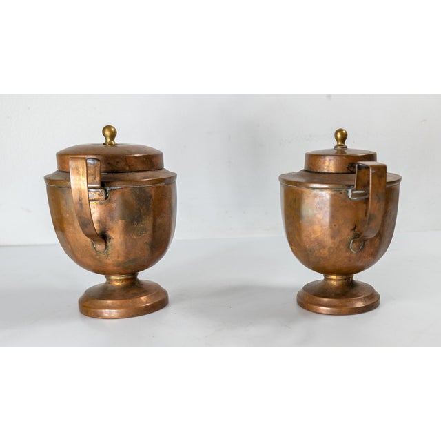 20th Century Arts and Crafts Deco Style Copper Sugar and Creamer by Joseph Heinrichs For Sale - Image 4 of 13
