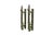 A pair of green brass alligator door handles or cabinet pulls. Pressed with simple details to convey skin, eyes and toes....