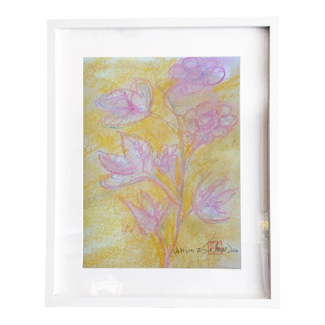Whisper. II Abstract Botanical Framed Painting For Sale