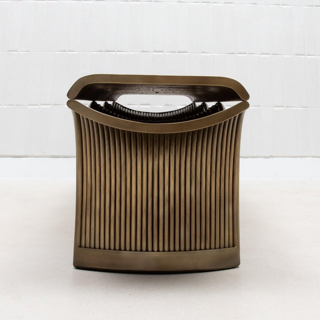 Bench in Black Oak With Bronze Patina Brass Legs by R&y Augousti For Sale - Image 9 of 9