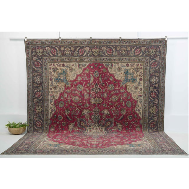 Vintage Persian Hand-Knotted area rug is a semi-antique vintage area rug. The '70s Eastern region of Persia's unique rug...