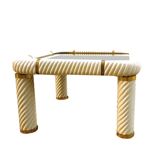 Italian Ceramic Coffee Table with Mirrored Glass Top by Tommaso Barbi, 1960s For Sale