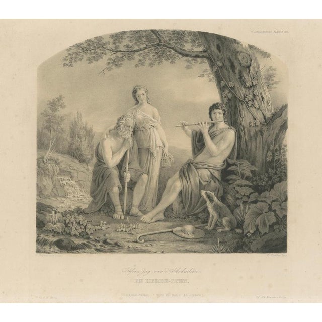 After Pehr Wickenberg, Arcadian Shepherd Scene, 1850, Lithograph For Sale - Image 3 of 9
