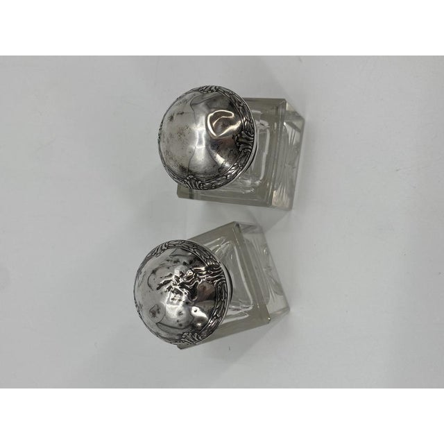 Art Nouveau Ink Barrel in Crystal Glass and 800 Silver by Wilhelm Theodor Binder, 1890s, Set of 2 For Sale - Image 12 of 18