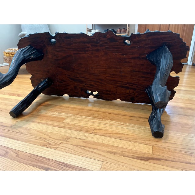 Mid-Century Modern Mid-Century Japanese Lacquer Coffee Table With Hand-Painted Fuji Landscape & Mother-of-Pearl Raden Inlay For Sale - Image 3 of 4