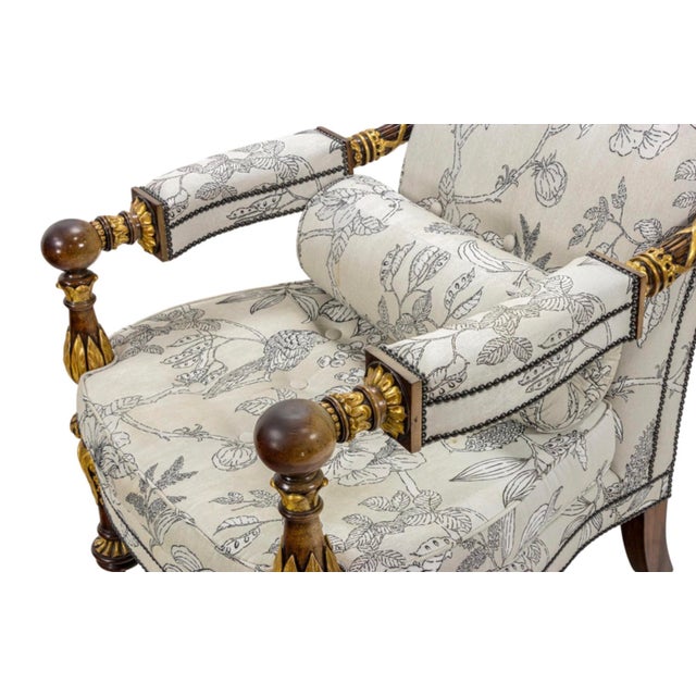 Traditional Huge Palace Throne Arm Chair W Carved Swan Head Finials on Block & Ball Arm Rests & Leg For Sale - Image 3 of 6