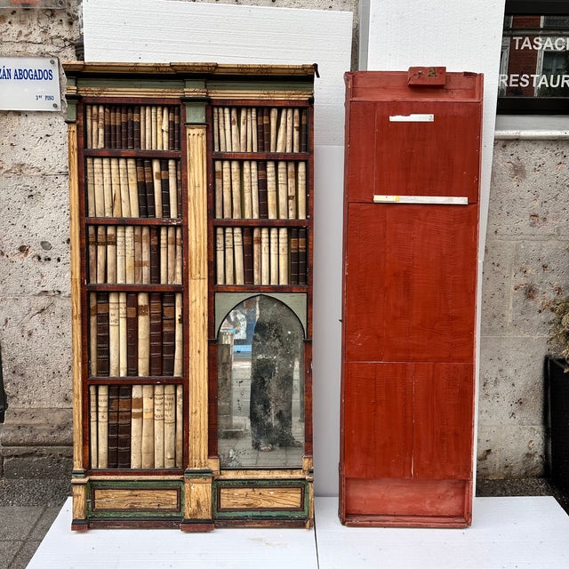 19th Century Trompe L'oeil Panels in Wood, Mirror and Leather, England, Set of 2 For Sale - Image 12 of 18