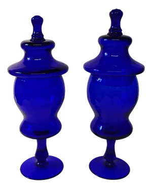 Large Murano Blue Glass Vases, 1960s, Set of 2