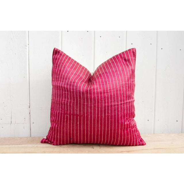 Indian Ayni Antique Mashru Tribal Square Pillow For Sale - Image 3 of 8