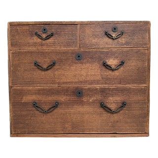 Small Japanese Drawer Cabinet with Black-Lacquered Drawer Interiors, 1930s For Sale