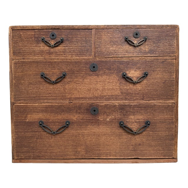 Small Japanese Drawer Cabinet with Black-Lacquered Drawer Interiors, 1930s For Sale