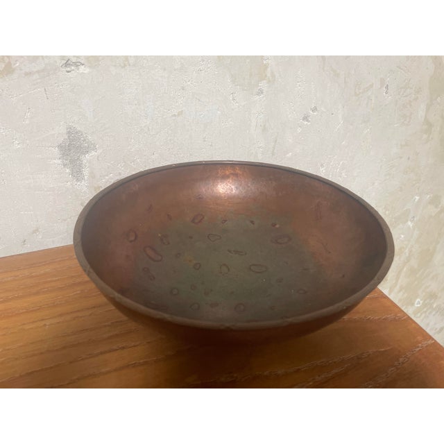 Copper Antique Arts & Crafts Copper Footed Trinket Bowl For Sale - Image 8 of 9