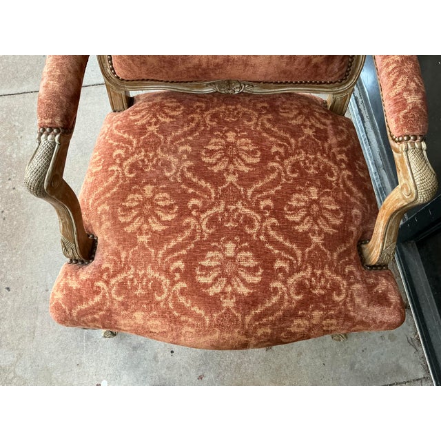 William Switzer Cerused Carved Fruitwood French Louis XV Style Arm Chair For Sale In Atlanta - Image 6 of 14