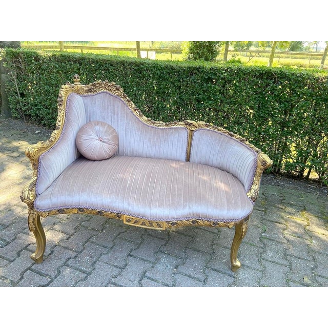 1950s French Louis XVI Pink Velvet Corner Settee For Sale - Image 16 of 16