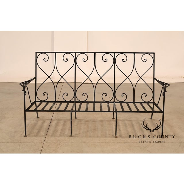 Mid 20th Century Vintage Wrought Iron Scrollwork Garden Bench For Sale - Image 5 of 18