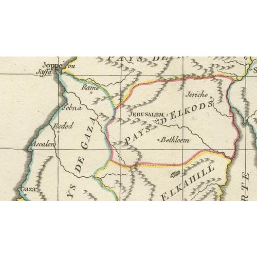 Paper Judee Ou Terre Sainte Map of the Holy Land and Jerusalem, 1806 For Sale - Image 7 of 9