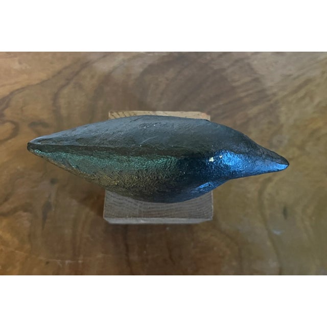 Abstract Mid-Century Modern Iron Sculpture of a Bird Mounted on Wood Base For Sale - Image 11 of 12