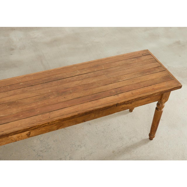 Wood Country Farmhouse Hardwood Console Display Sofa Table 8 Ft For Sale - Image 7 of 18