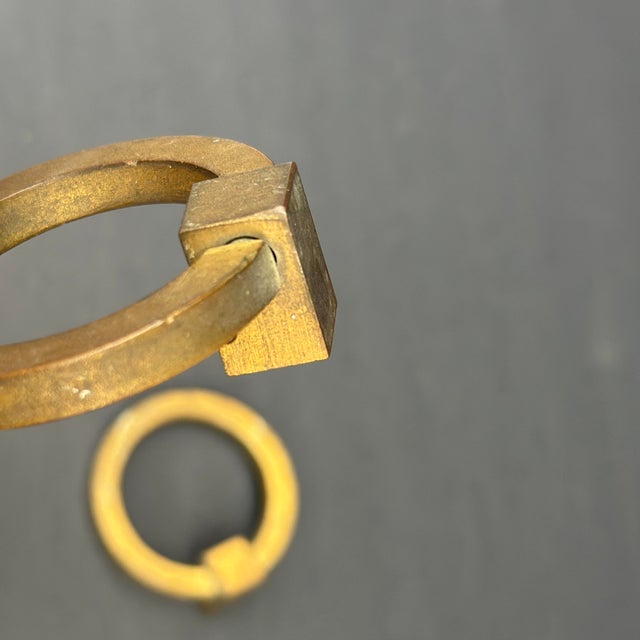 Metal Original Mid-Century Modern Brass Ring Drawer Pulls A15 - a Pair For Sale - Image 7 of 10