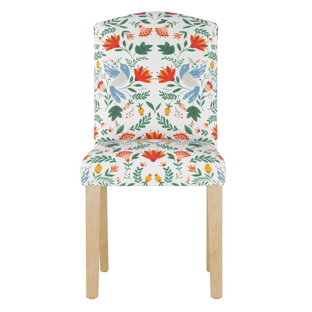 Textile Cami Dining Chair in White Nordic Bird For Sale - Image 7 of 7