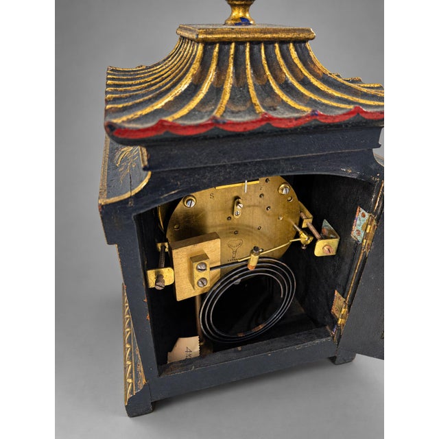 Wood Edwardian Coventry Astral Chinoiserie Pagoda Mantel Clock, England, Circa 1930 For Sale - Image 7 of 11