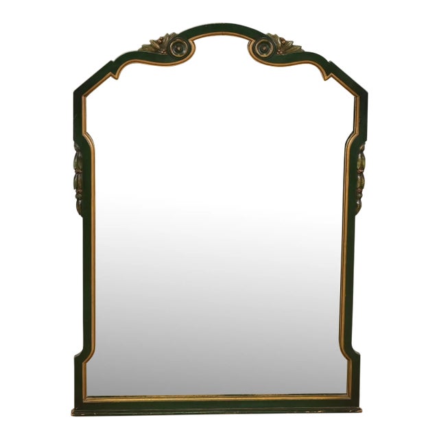 Stickley Brothers Antique Early American Country Cottage Green Lacquered Wall Mirror, Circa 1920s For Sale