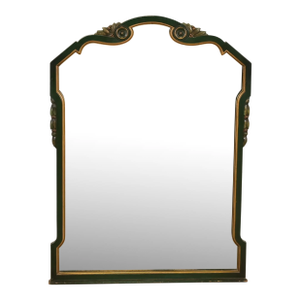 Stickley Brothers Antique Early American Country Cottage Green Lacquered Wall Mirror, Circa 1920s