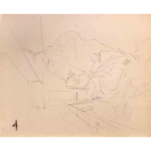 Landscape is a pencil drawing realized by Reynold Arnould (Le Havre 1919 - Parigi 1980). Good condition on a yellowed...