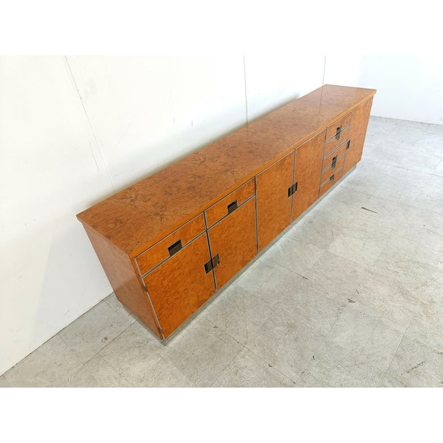 Vintage Italian Burl Wood Credenza, 1970s For Sale - Image 9 of 10