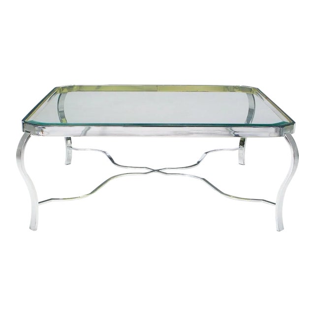 1970s Dia Chrome & Brass Coffee Table For Sale
