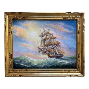 Artist Dobritsin Oil Painting on Canvas, Seascape, "Through the Storm" Framed