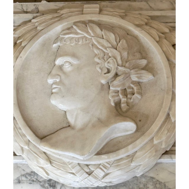 19th C. Italian Grand Tour Carved Marble Portrait Plaque Roman Emperor Titus For Sale - Image 10 of 10
