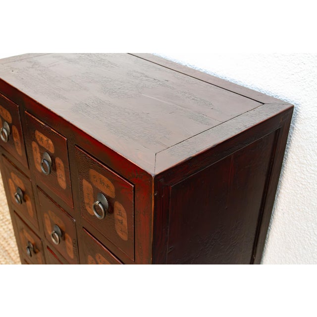 Red Vintage Red Painted Apothecary Chest For Sale - Image 8 of 13