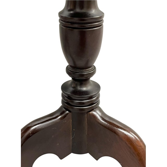 Vintage Set of Two Traditional Chippendale-Style Tripod Side Tables With Brass Gallery Tops For Sale - Image 14 of 17